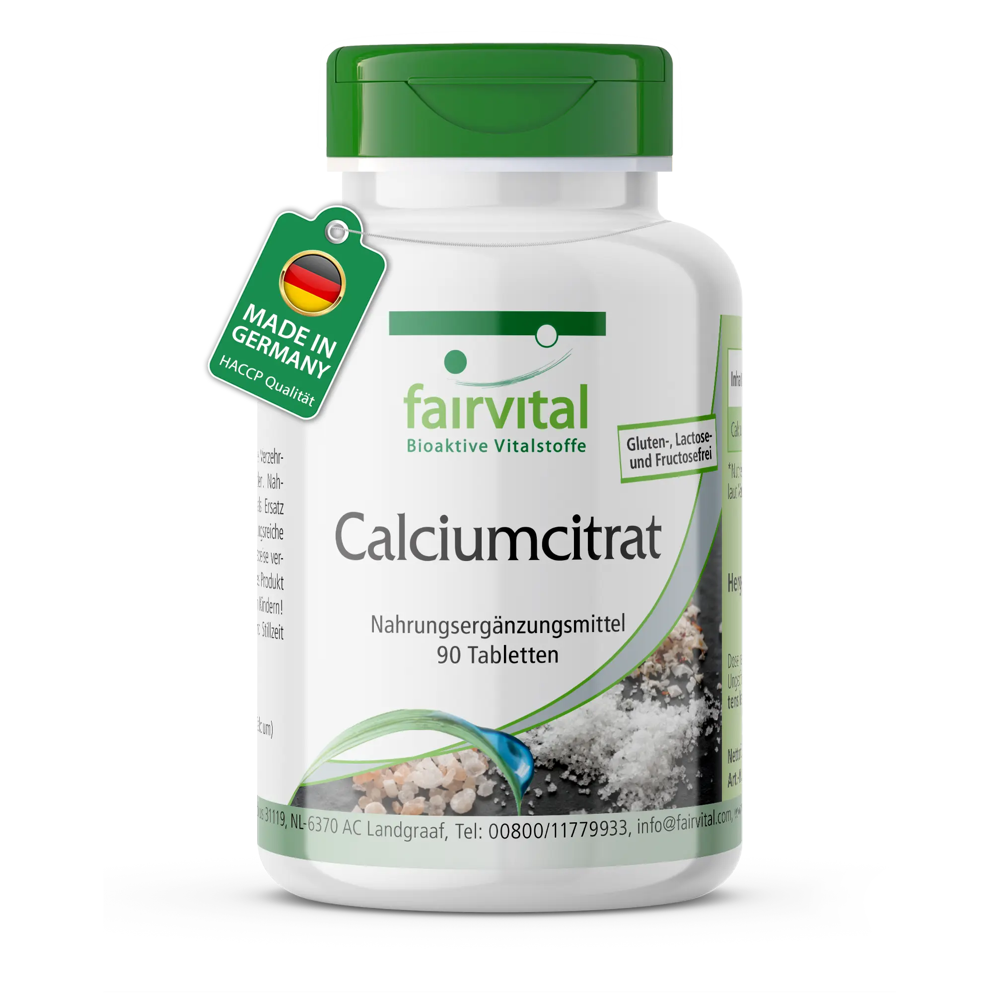 Calciumcitrat - 90 Tabletten - 300mg Calcium - für Knochen, Zähne und Muskeln - abgedeckter Bedarf - Hochdosiert und Vegan | Fairvital